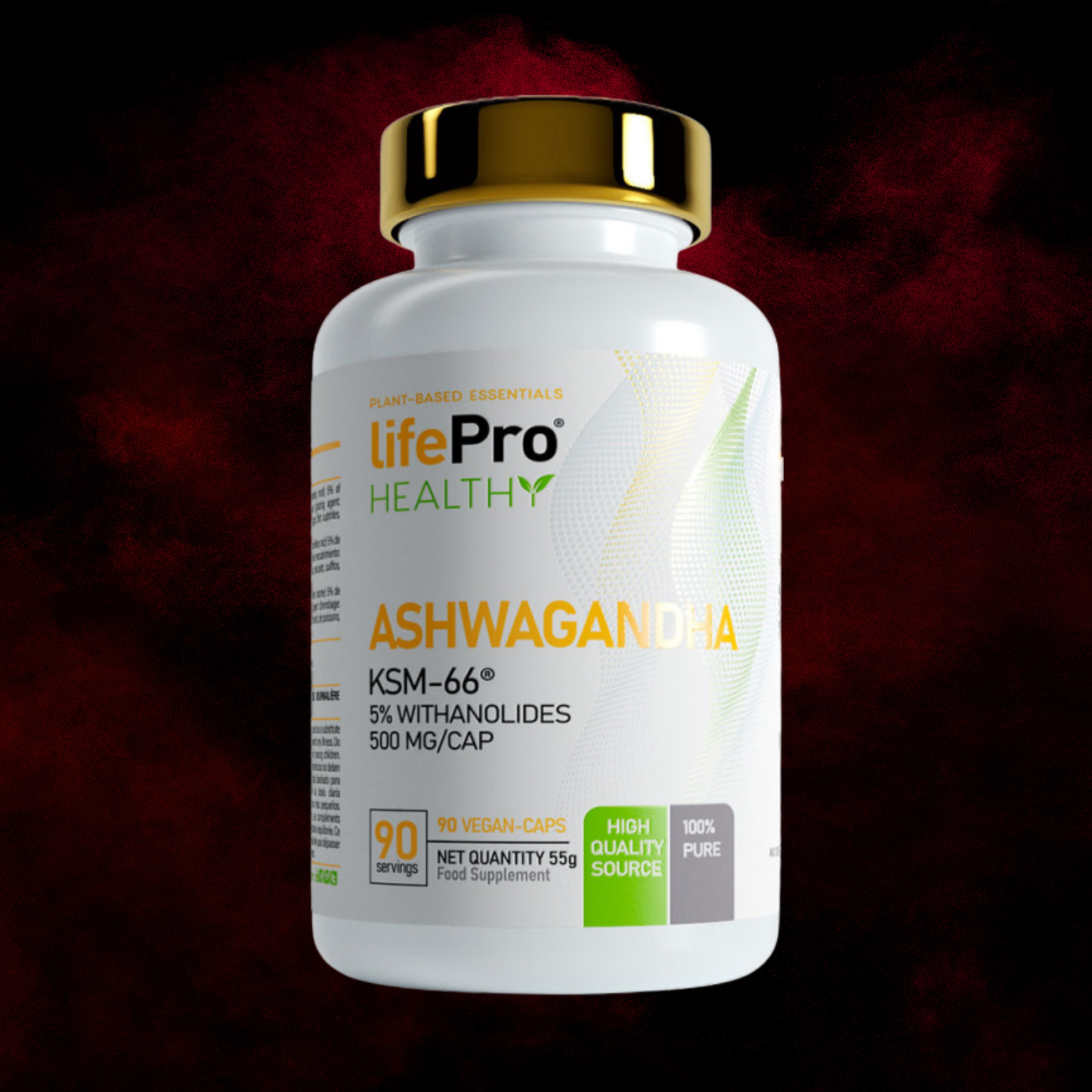 Ashwagandha KSM-66® (500mg) - Life Pro Healthy - 90 Gélules Vegan