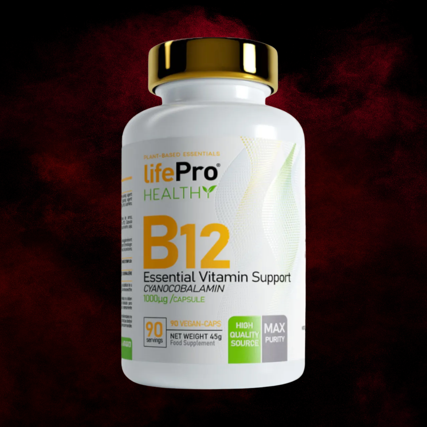 B12 Essential Vitamin Support - Life Pro Healthy - 90 Gélules Vegan
