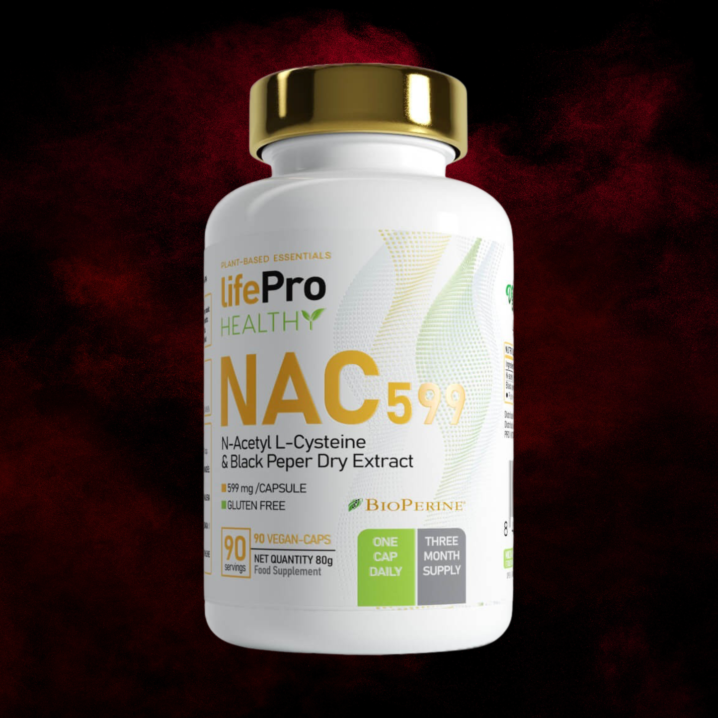 NAC 600mg (N-Acétyl L-Cystéine) + BioPerine - Life Pro Healthy - 90 Gélules