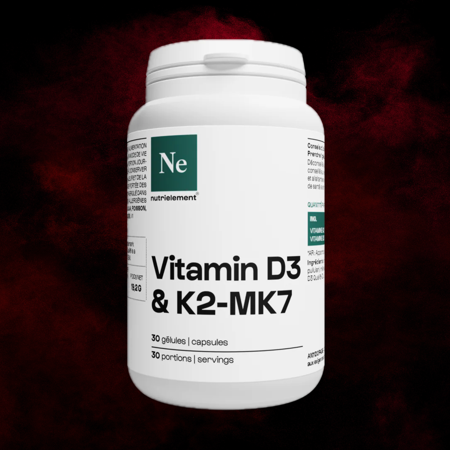 Vitamin D3 & K2-MK7 - Nutrielement - 30 capsules